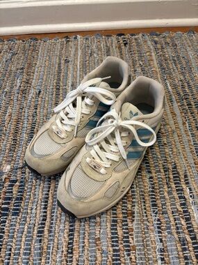 adidas Men’s Beige and Teal Retro Running Sneakers